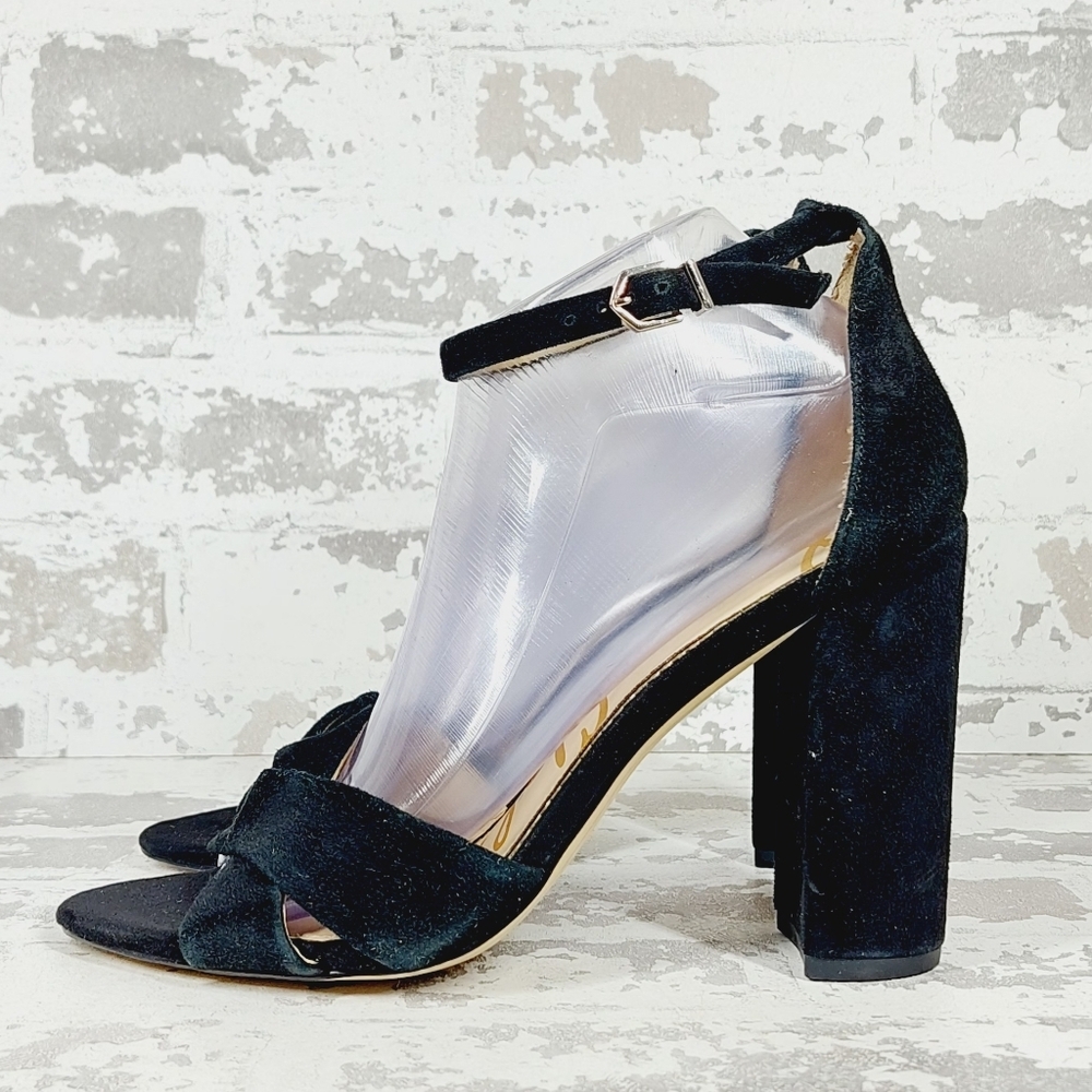 New Sam Edelman Yancy Black Suede Ankle Strap Sandal W999